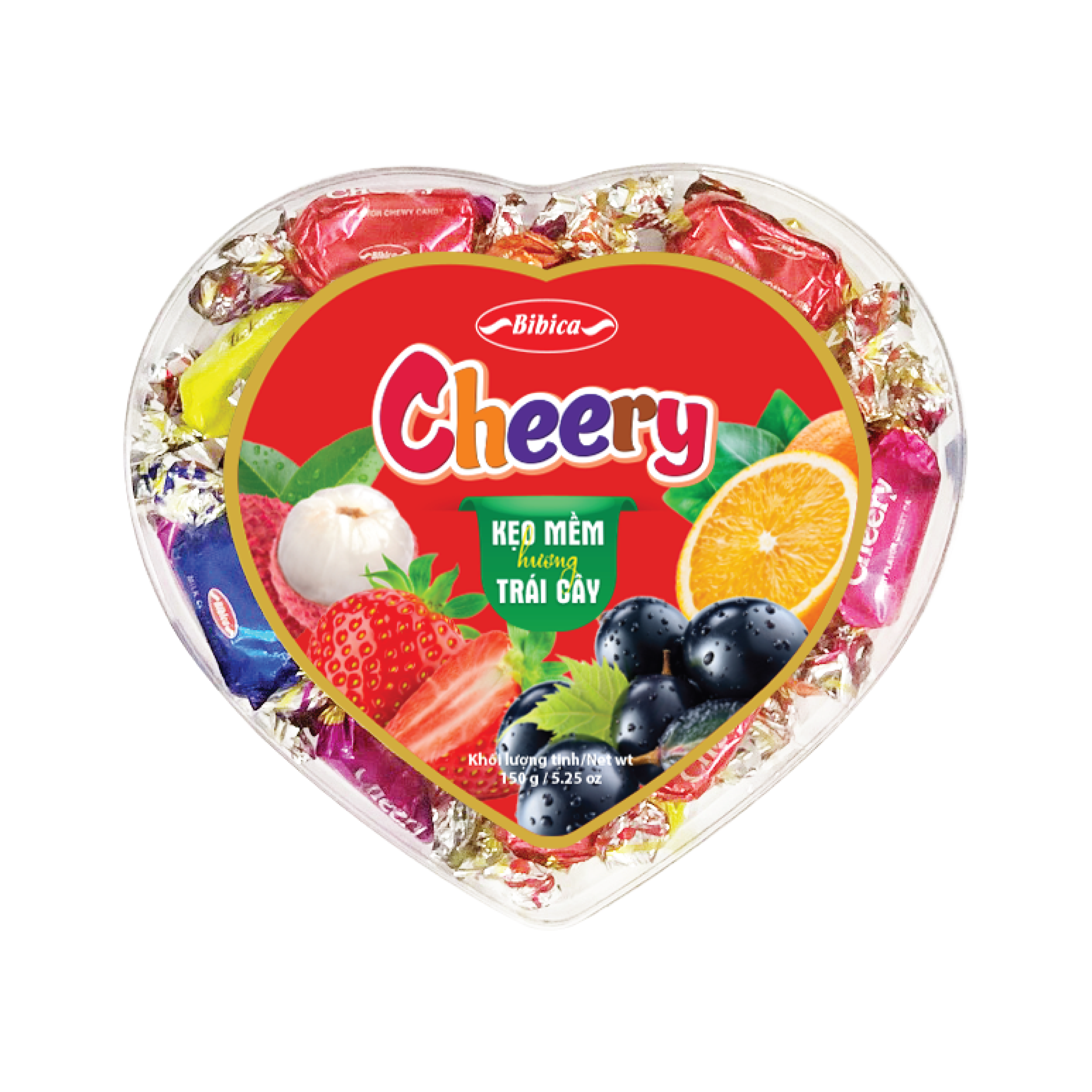 Kẹo Mềm Cheery Trái Tim Bibica 150g