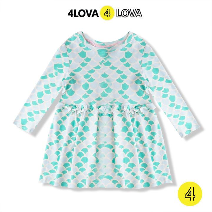 Váy thun dài tay cho bé gái 4LOVA chất cotton từ 1- 8 tuổi