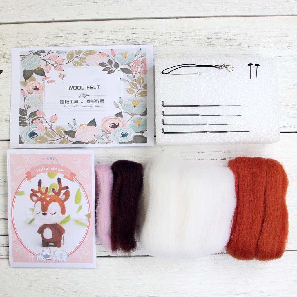 DIY Len Nỉ Thủ Công Kim Cảm Thấy Động Vật Bộ-Đáng Yêu Hươu Chó Handmade