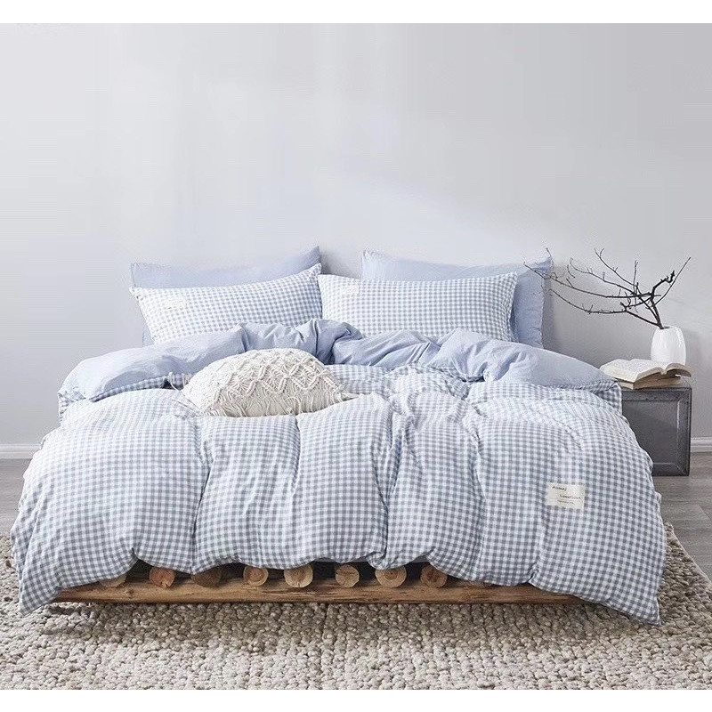 Bộ Drap & Chăn Phao Cotton TC Caro Vàng