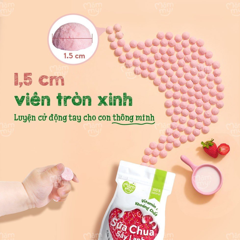 Sữa chua sấy lạnh Mămmy 5 vị: Tổ yến, Táo, Dâu, Chuối và Nguyên bản, chống hóc, bổ sung vitamin cho bé từ 6 tháng tuổi