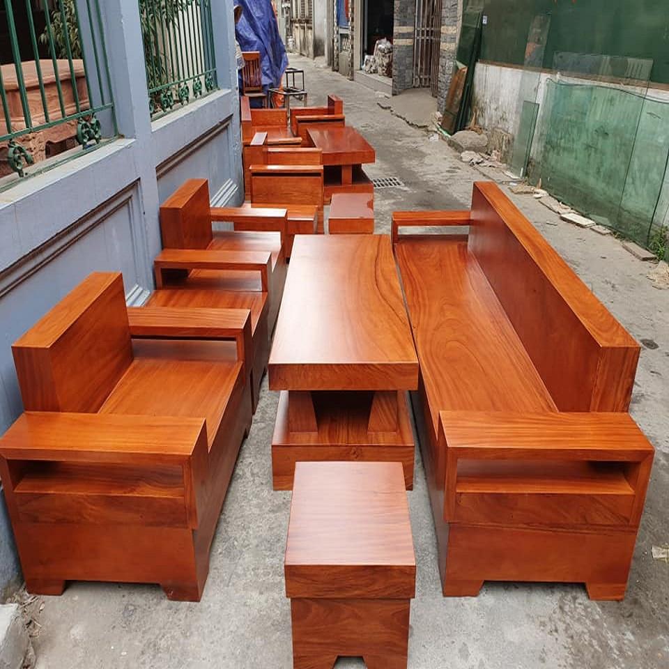 Bộ Bàn Ghế Sofa Đối Gỗ Gõ Đỏ