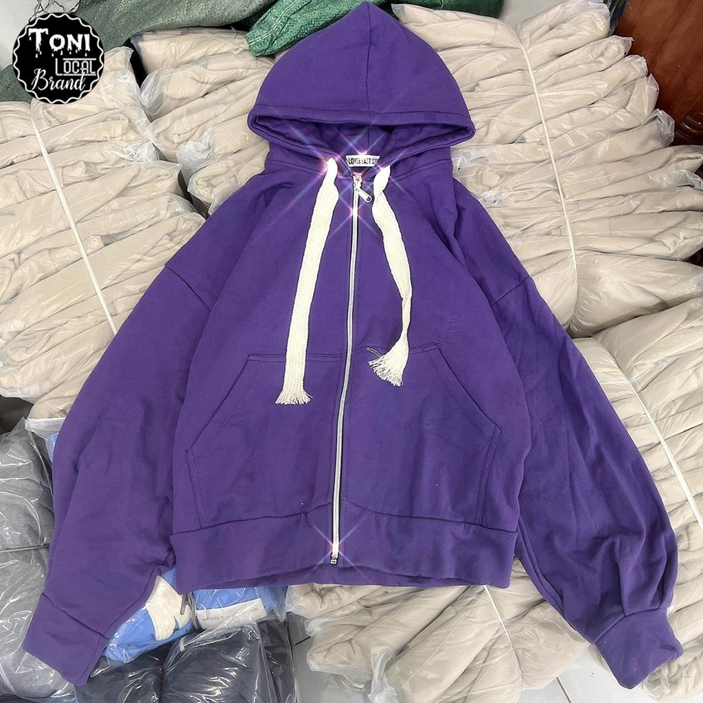 Áo Hoodie Basic Nỉ Ngoại Dây To - Áo Khoác Nỉ Trơn form bán lửng Unisex