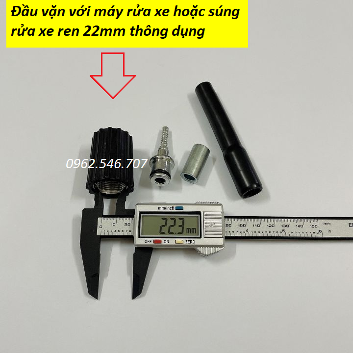 Đầu cos Ren Trong 22mm Của Dây Xịt Máy Rửa Xe ( Trọn Bộ Như Hình )