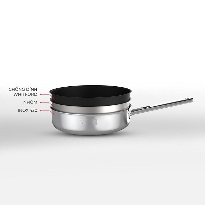 Chảo Elmich Inox 2 Lớp Cao Cấp Đáy Liền Tri-max XS EL-3752 Size 24cm