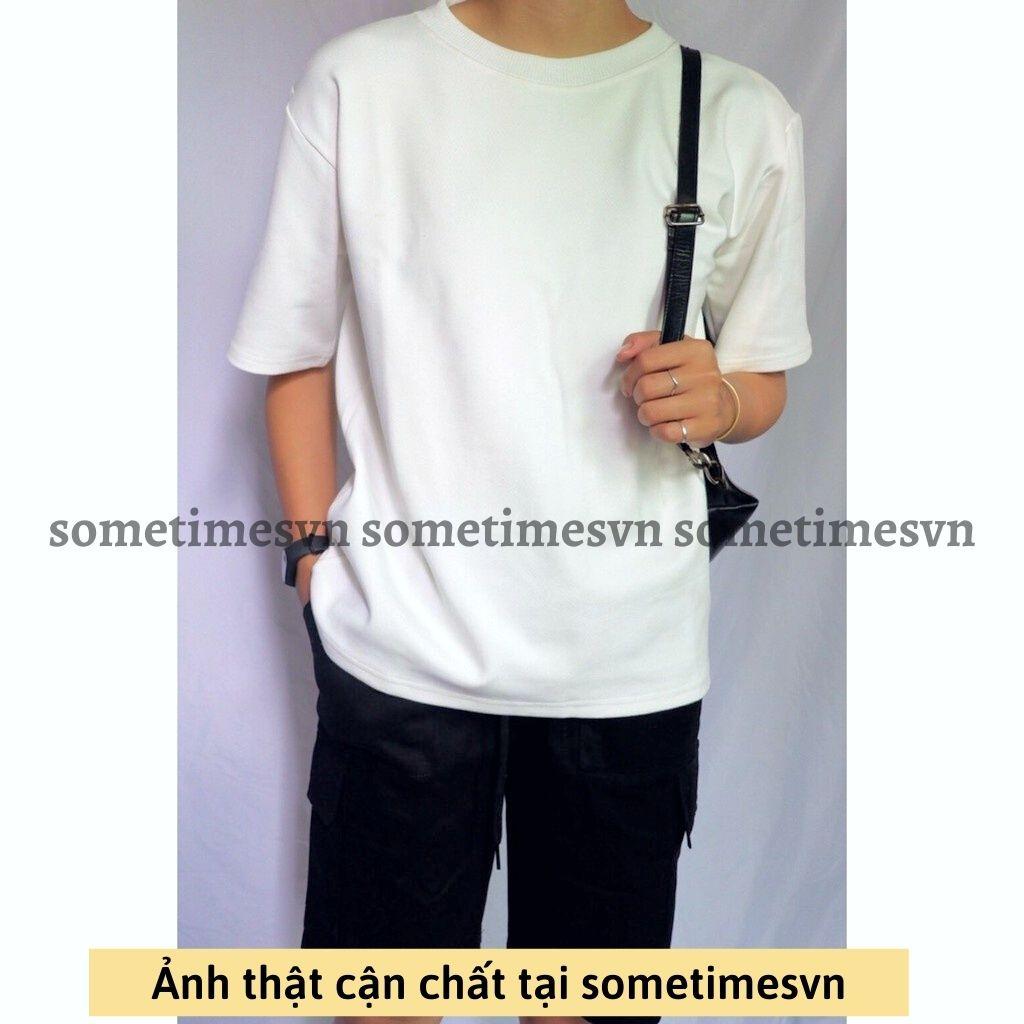 Áo thun tay lỡ nam nữ unisex trơn áo phông màu basic cổ tròn vải thun co dãn TTL01 - Sometimes