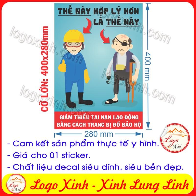 LOGO TEM STICKER YÊU CẦU SỬ DỤNG ĐỒ BẢO HỘ LAO ĐỘNG- labor safety - CẢNH BÁO AN TOÀN LAO ĐỘNG