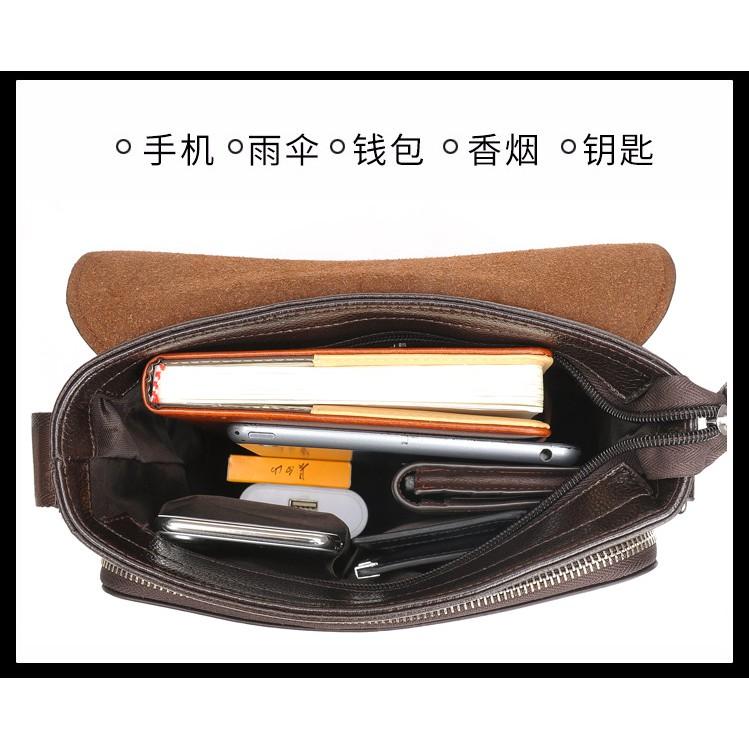 Túi đeo chéo nam, túi đựng ipad hồ sơ tài liệu da bò thật cao cấp ĐEN - NÂU - BẢO HÀNH DA 12 THÁNG
