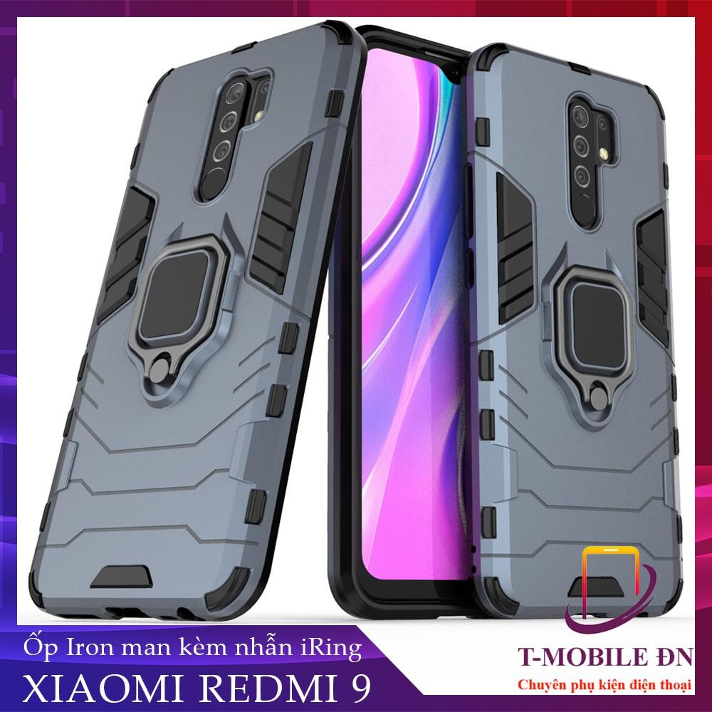 Ốp lưng cho Xiaomi Redmi 9 iron man chống sốc kèm nhẫn xoay chống xem video bảo vệ camera