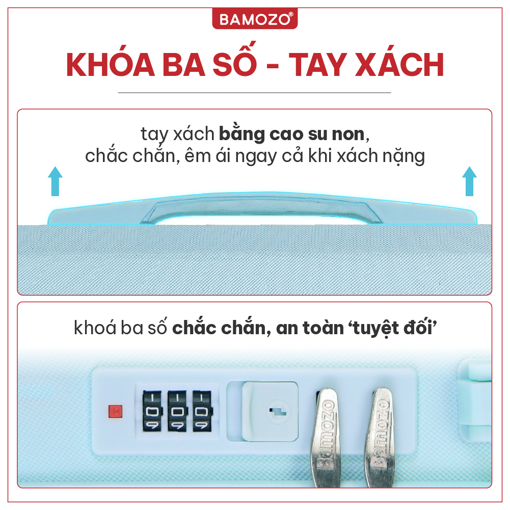 Vali du lịch BAMOZO cao cấp 8812 vali kéo nhựa được bảo hành 5 năm