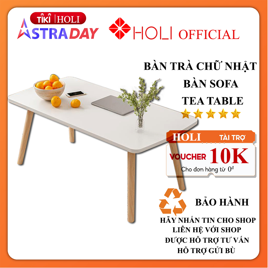 Bàn trà chữ nhật, bàn trà sofa HOLI ( BT02 ) Mặt bàn dày 15ly, Chân gỗ tự nhiên chắc chắn, Giá rẻ chất lượng tốt