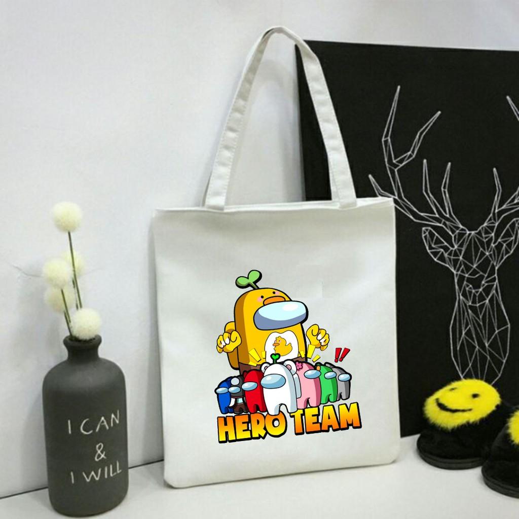 Túi vải canvas túi tote cho cô nàng đáng yêu in hình hero team