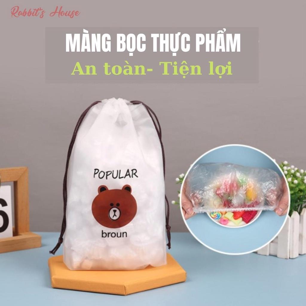 Set 100 Màng Bọc Thực Phẩm Co giãn Siêu Dai Có Chun Hình Túi Gấu