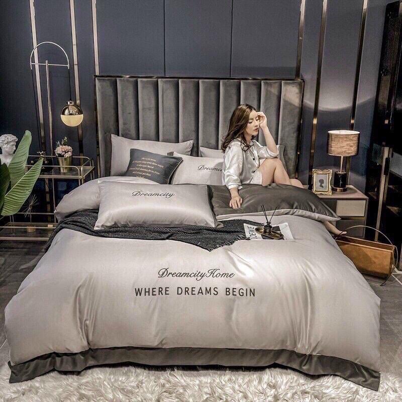 Bộ chăn ga gối phi lụa 4 món nhập khẩu.hàg chất lượng cao.decor phòng ngủ thêm sang trọng và quý phái
