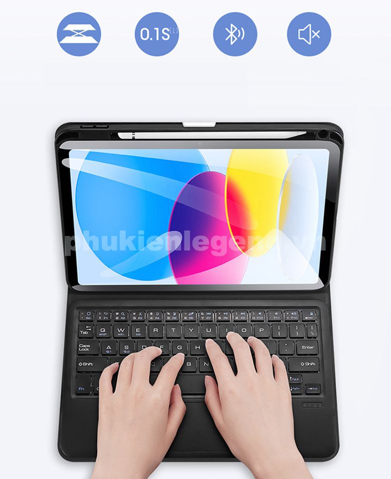 Bao da iPad 10.2 inch kèm bàn phím bluetooth có bàn di chuột Magic Keyboard TouchPad chính hãng Ducis