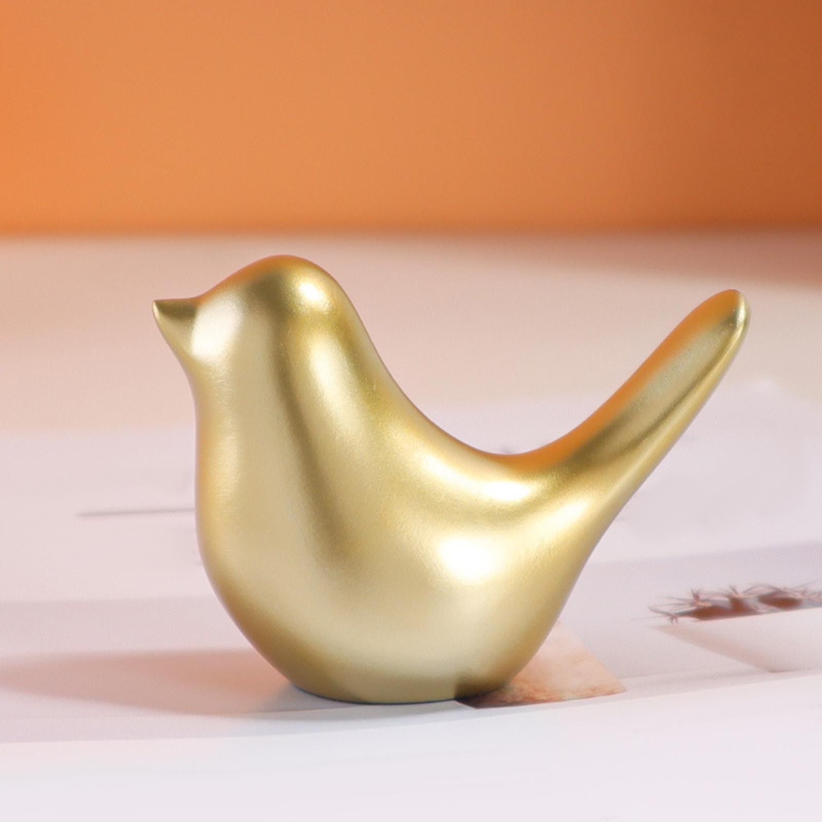 Golden Birds Figurine Nordic Style Bird Sculpture for Wedding Bedroom Office