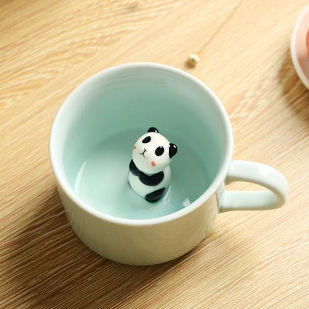 2X Ceramic Cup Cute Animals Inside Tea Milk 3D Cartoon Mugs Panda