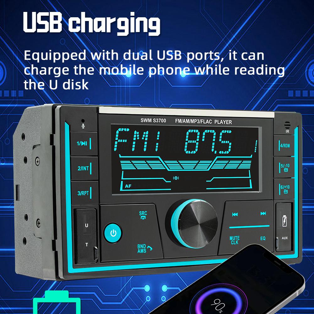 Multi-function Car BT MP3 Player Car Locating Audio Playing Device Dual USB Car Audio Player Auto Voice Assistant MP3 Player Radio Receiver