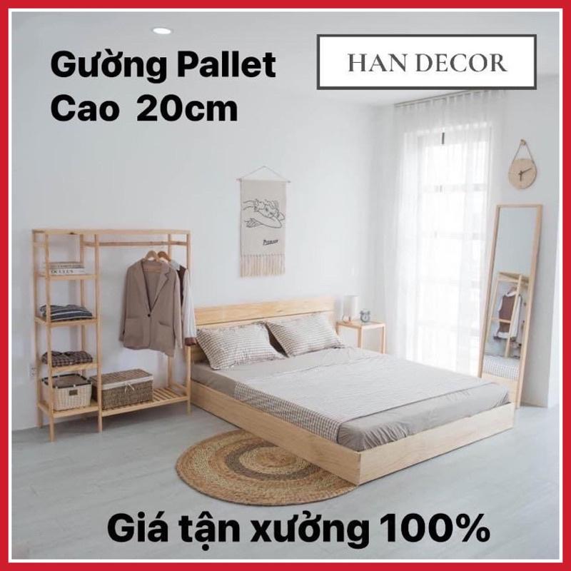 GƯỜNG PALLET GỖ THÔNG CHÂN CAO DECOR NHÀ CỬA TIỆN NGHI