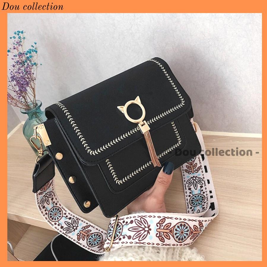 Túi Xách Nữ Chất Liệu Nhung Mịn Đính Hình Mèo Kim Loại Dễ Thương - Mã XT044