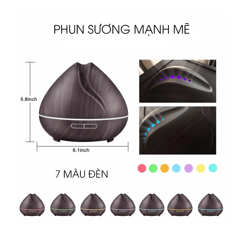 Máy phun sương Búp Sen tạo ẩm không khí, kèm điều khiển từ xa và tinh dầu sả chanh Kobi