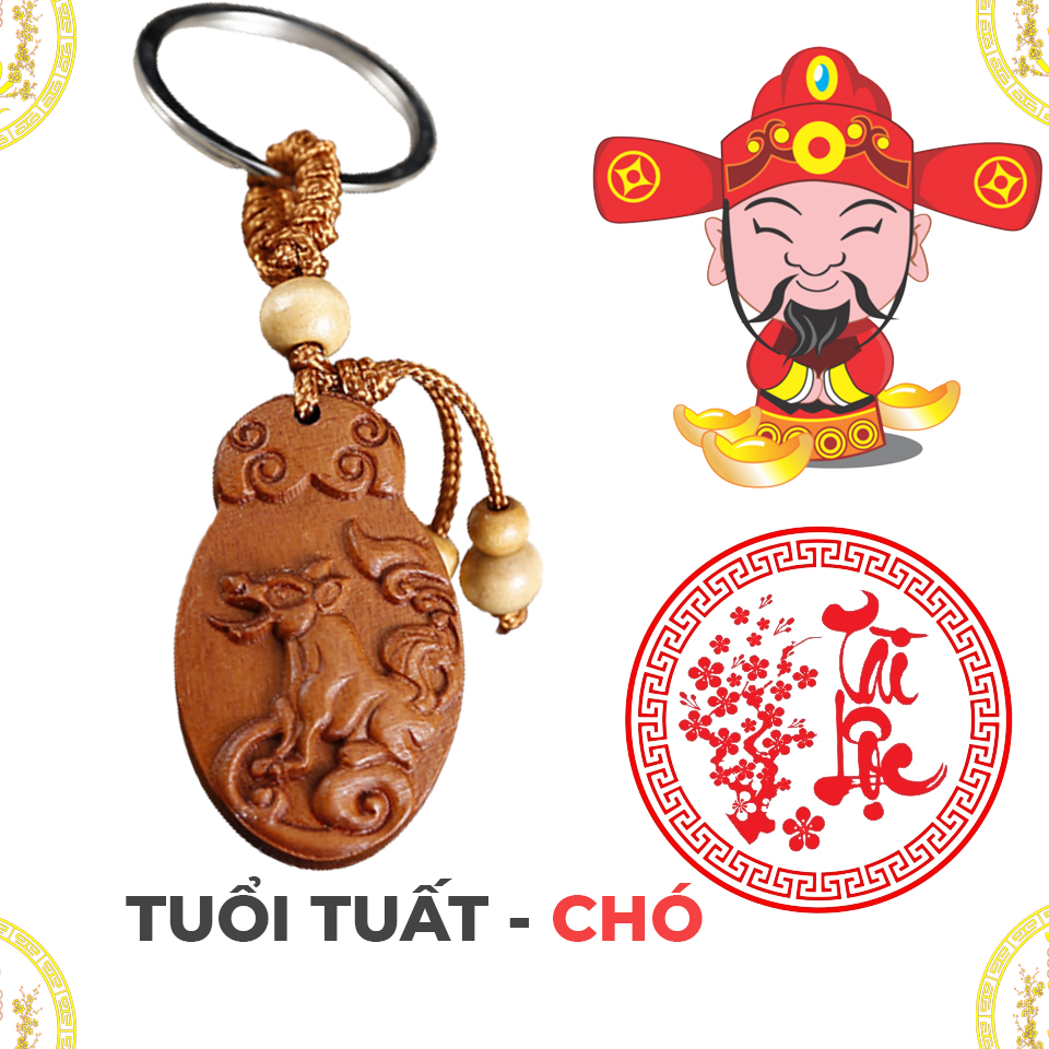 Móc Khóa Thẻ Gỗ Quý Tuổi Tuất Phong Thủy Theo Bản Mệnh - May Mắn, Tài Lộc, Công Danh, Sức Khỏe