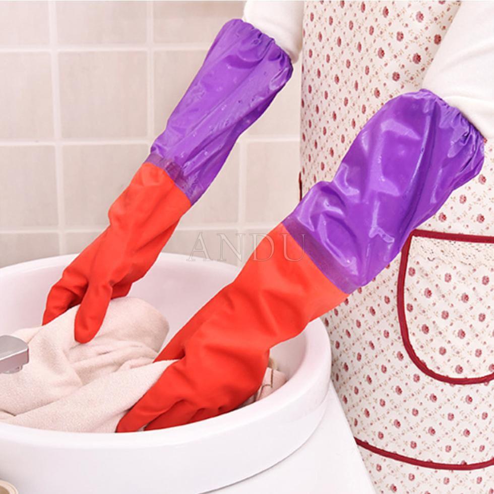 Găng Tay Cao Su Lót Nỉ Giữ Ấm, Găng Tay Rửa Bát, Giặt Quần Áo Mùa Đông Tiện Dụng