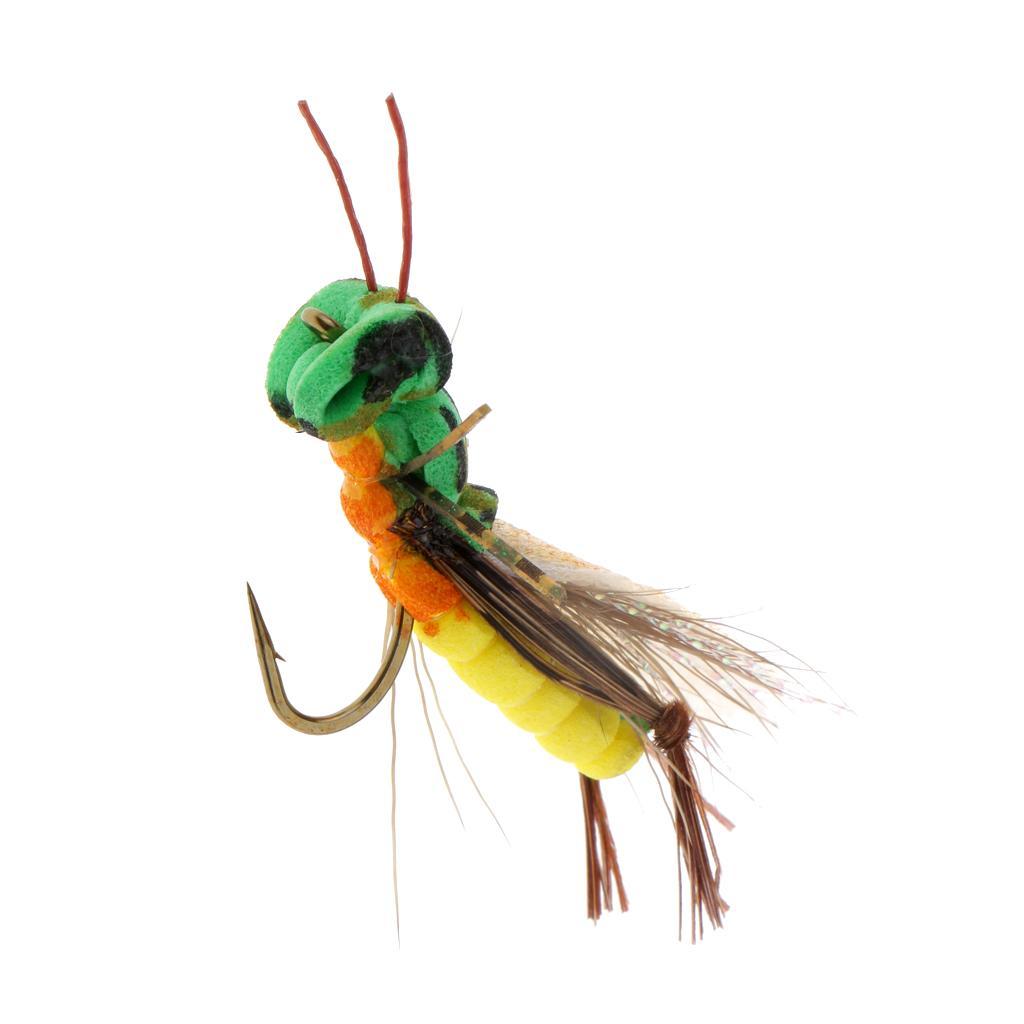 2pcs Grasshopper Handmade Fly Fishing Lures Floating Fly Fishing Flies