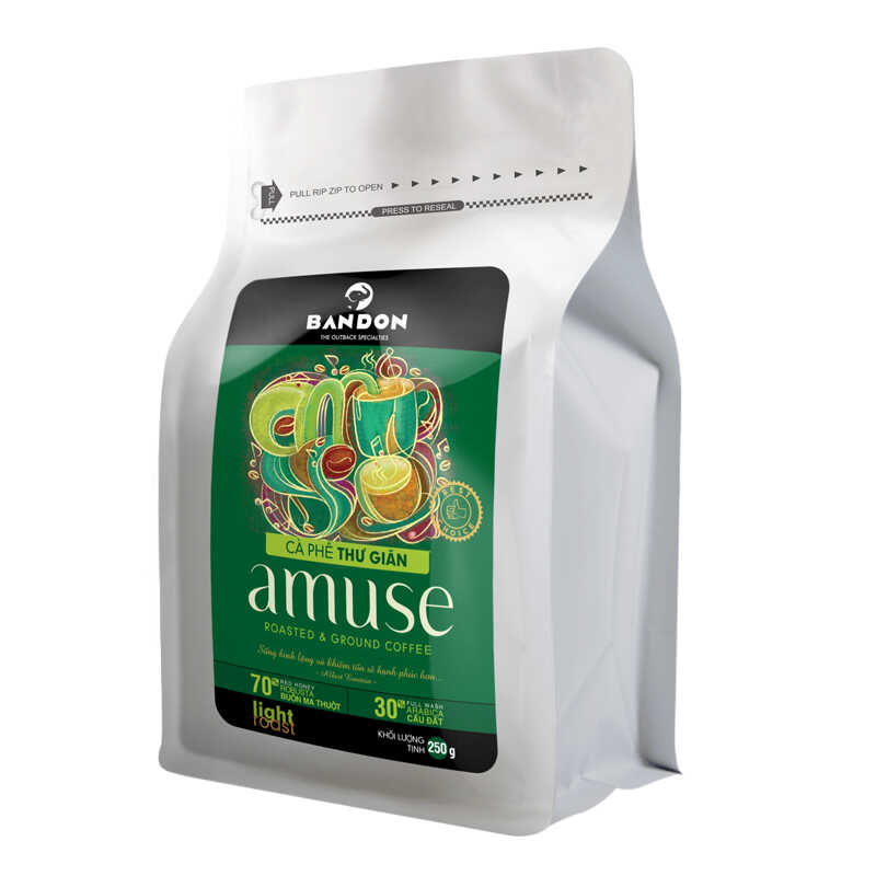 Cà phê phin nguyên chất rang xay mộc sạch BANDON AMUSE 250g đắng thanh, hậu ngọt, thơm lâu - cà phê đặc sản