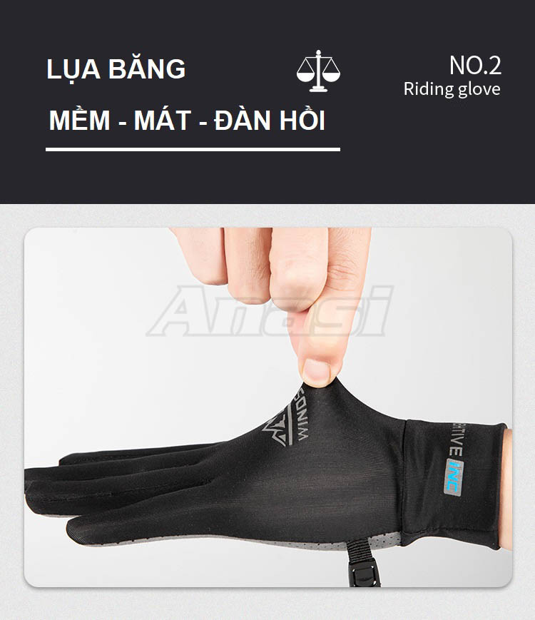 Găng tay lụa băng lót da thuộc thể thao cho nam và nữ Anasi WINDS13 - Chống tia UV