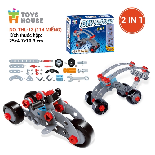 Đồ chơi phát triển kỹ năng cho bé - DIY MODELS, lắp ghép 3D mô hình 2 trong 1 Toyhouse 0620-TH110-TLH-1 nhựa mềm