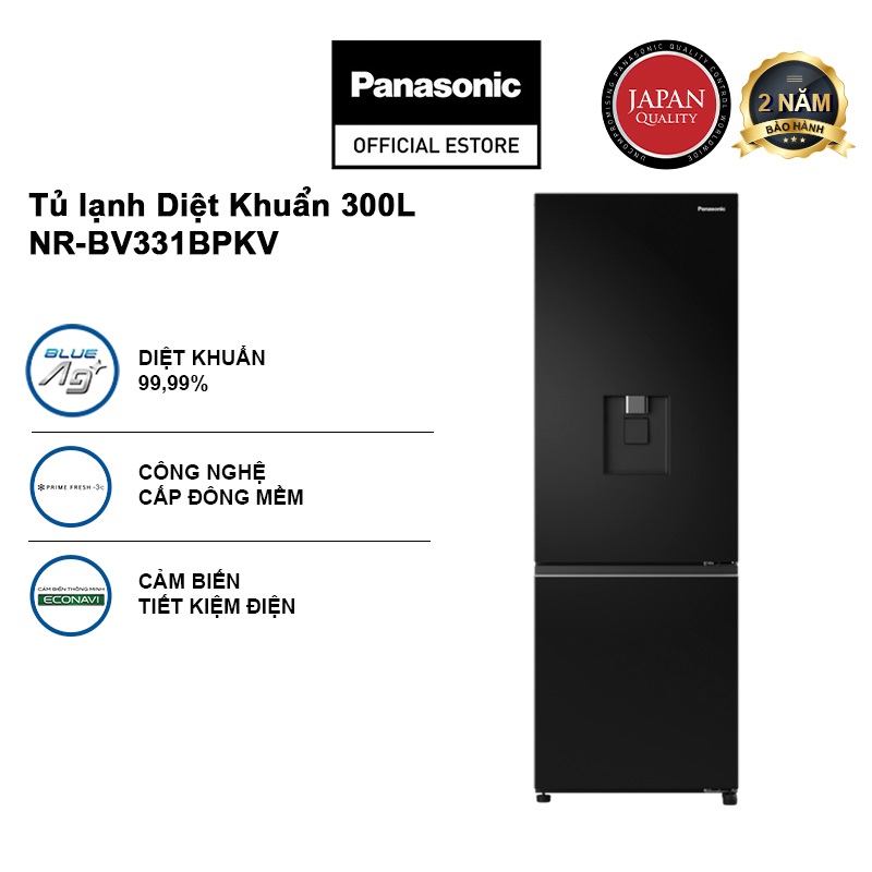 Tủ lạnh Panasonic Diệt Khuẩn 300L NR-BV331BPKV Cấp Đông Mềm - Ngăn Đá Dưới - Siêu Tiết Kiệm Điện Năng - Hàng chính hãng