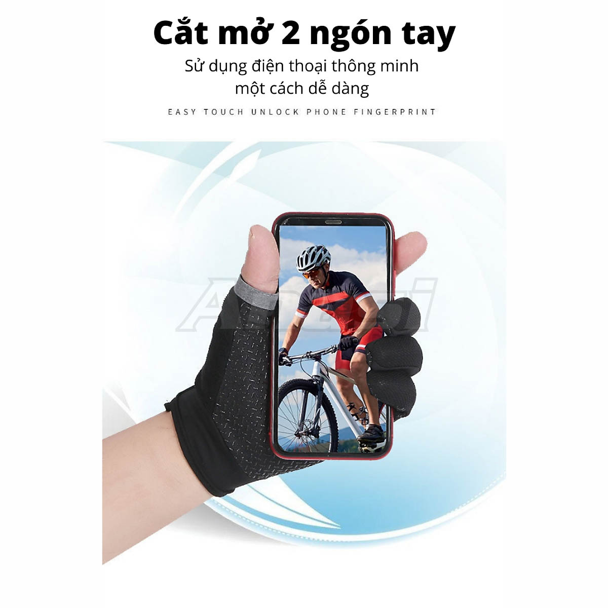 Găng tay chống nắng nam Anasi HW75 cắt 2 ngón - Găng tay chạy xe , tập gym, đi phượt