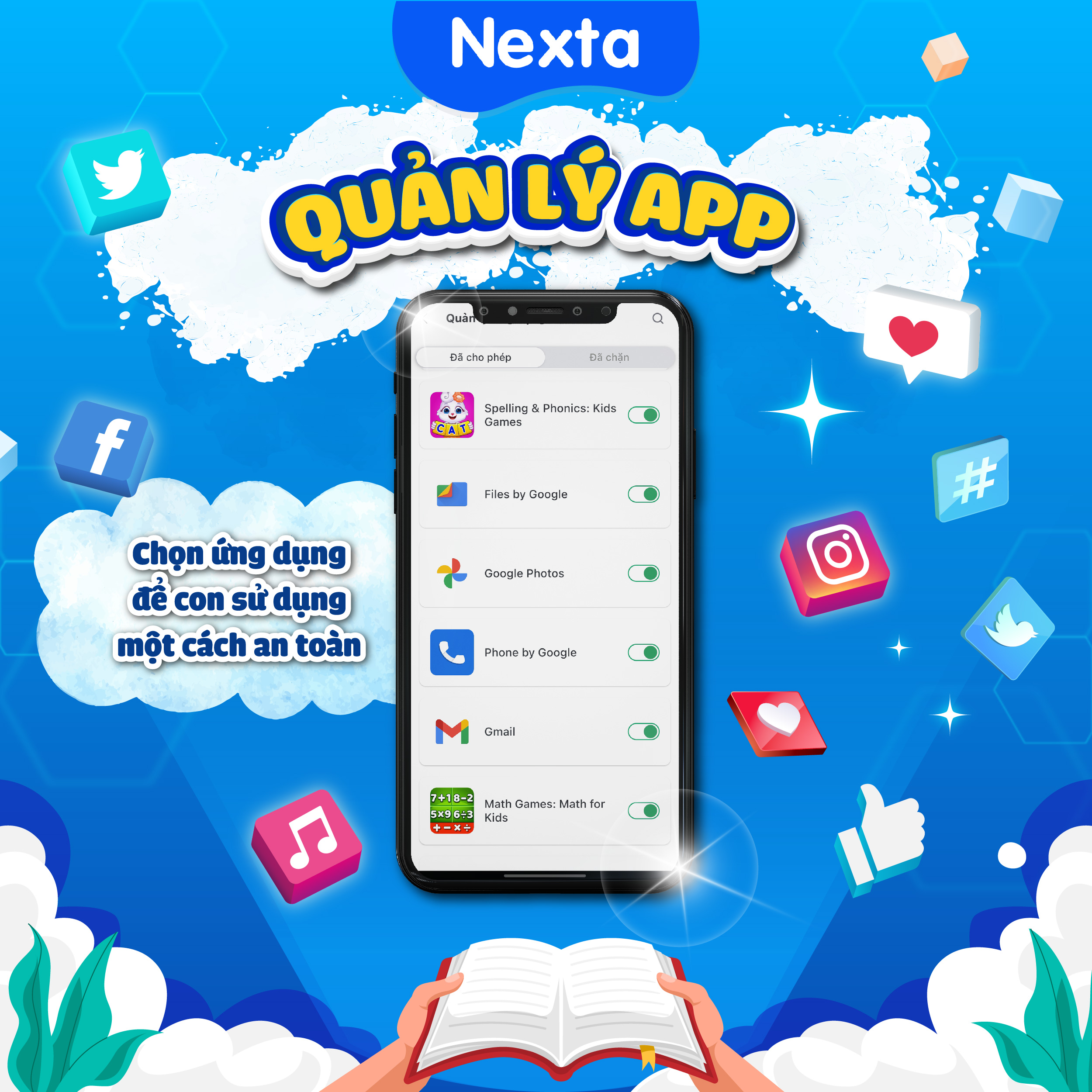 Máy tính bảng học tập thông minh Nexta Edutab Kid cho bé từ 5-8 tuổi - quản lý thời gian cho trẻ - 1 đổi 1 trong vòng 30 ngày, bảo hành 12 tháng
