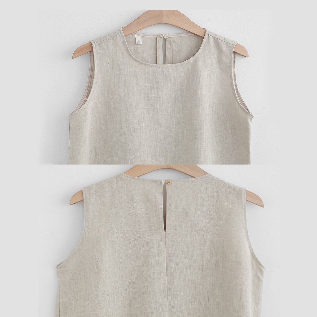 Set áo khoét nách quần sooc cạp chun vải đũi xước  mùa hè phong cách Hàn Quốc cao cấp, 3 màu đủ size 40-60 Kg