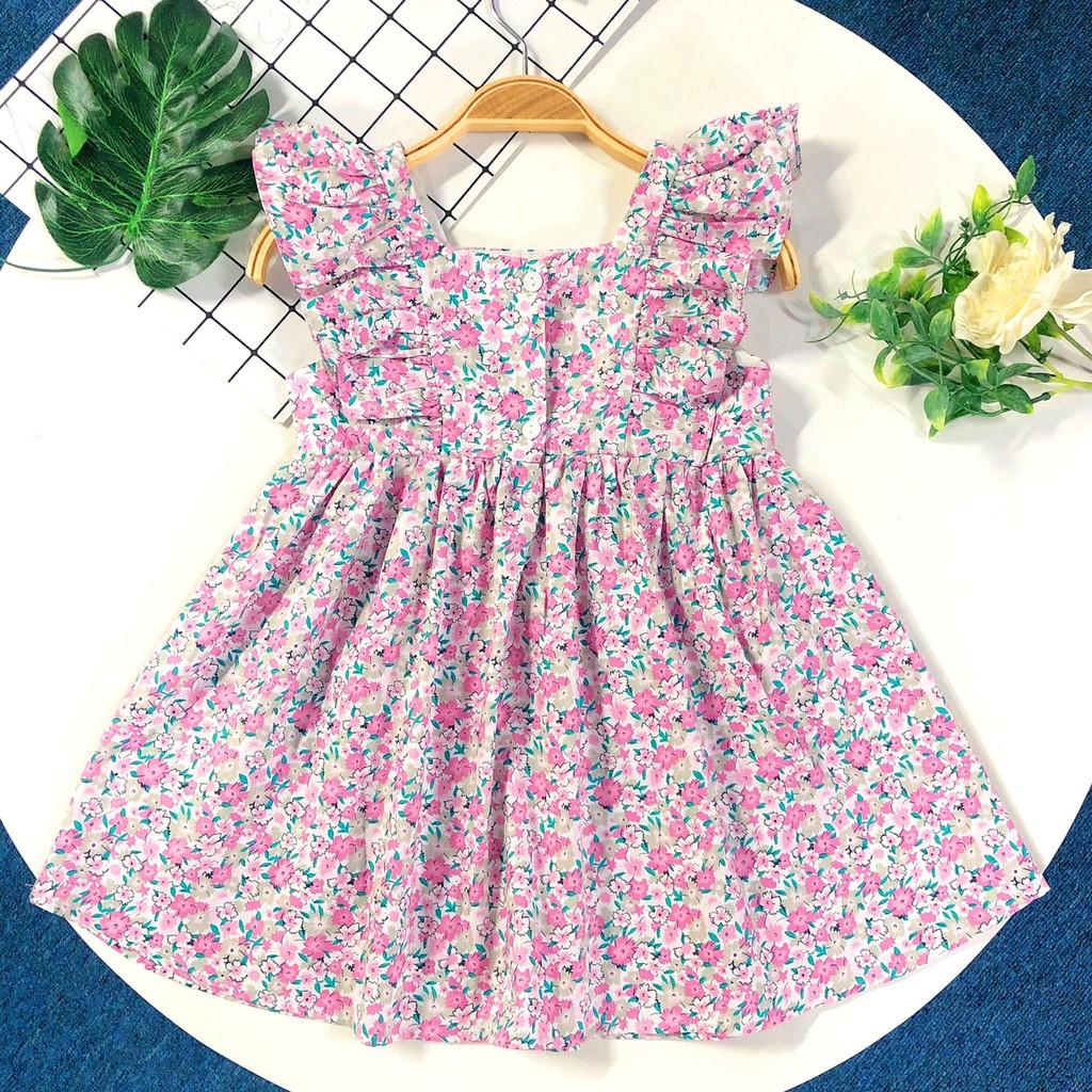 Đầm hoa nhí tím bèo nhún 2 bên | 2Y-6Y