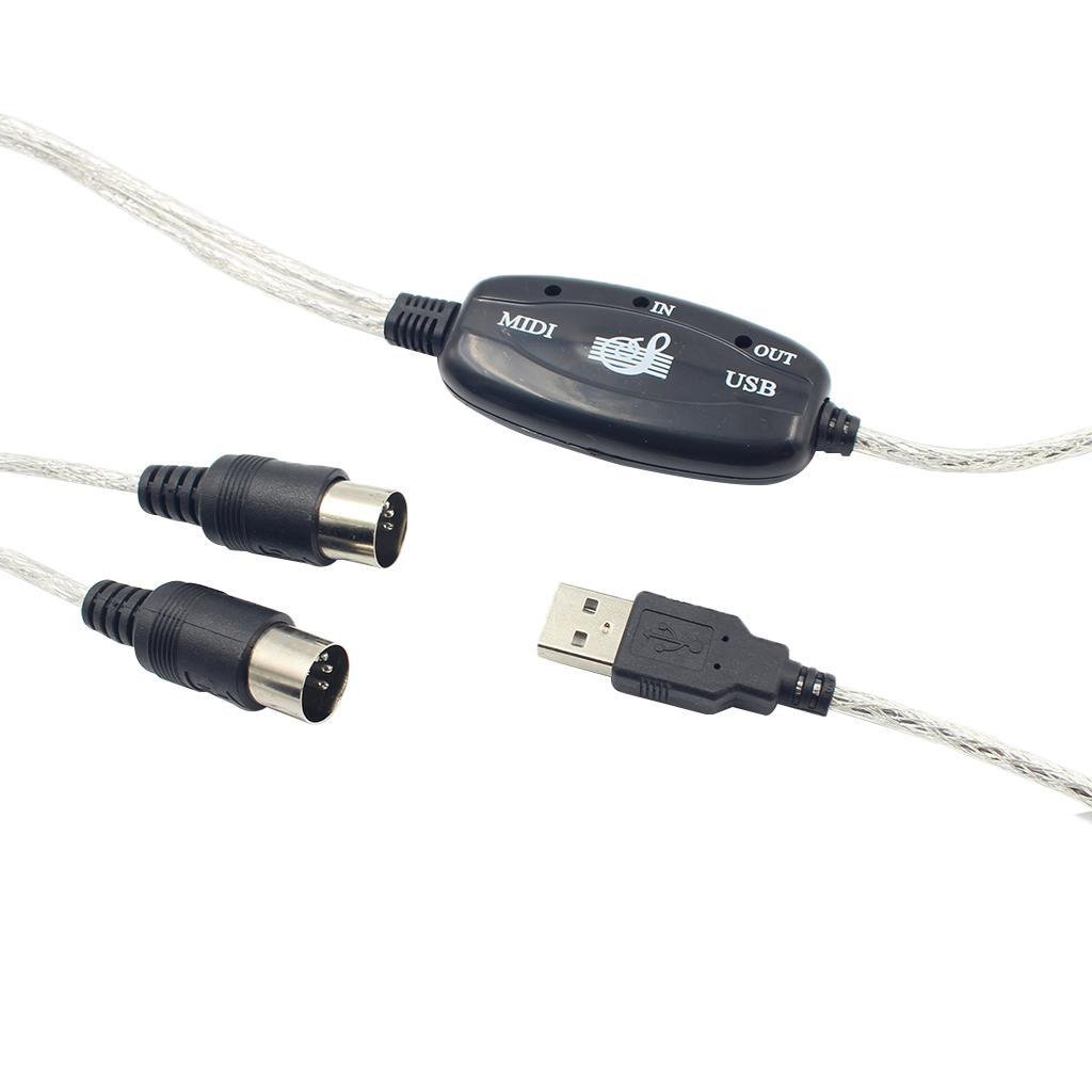 MIDI to USB Interface Cable Cord Converter PC to Music Keyboard Adapter