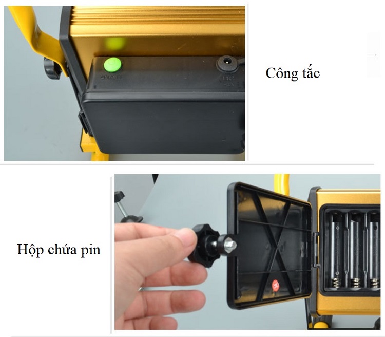 Đèn led sạc điện công suất lớn ( Tặng kèm 01 dèn pin sạc bóp cơ tay màu ngẫu nhiên )