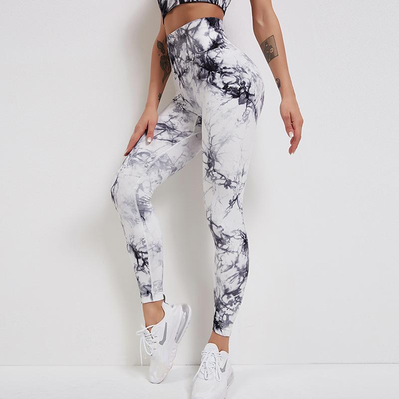 Quần Legging Thể Thao Sexy Nữ Tập Gym Thể Hình Tập Yoga Liền Mạch Đẩy Lên Chạy Quần Lưng Cao Hông Nâng In Dây Buộc quần Legging Tập Yoga
