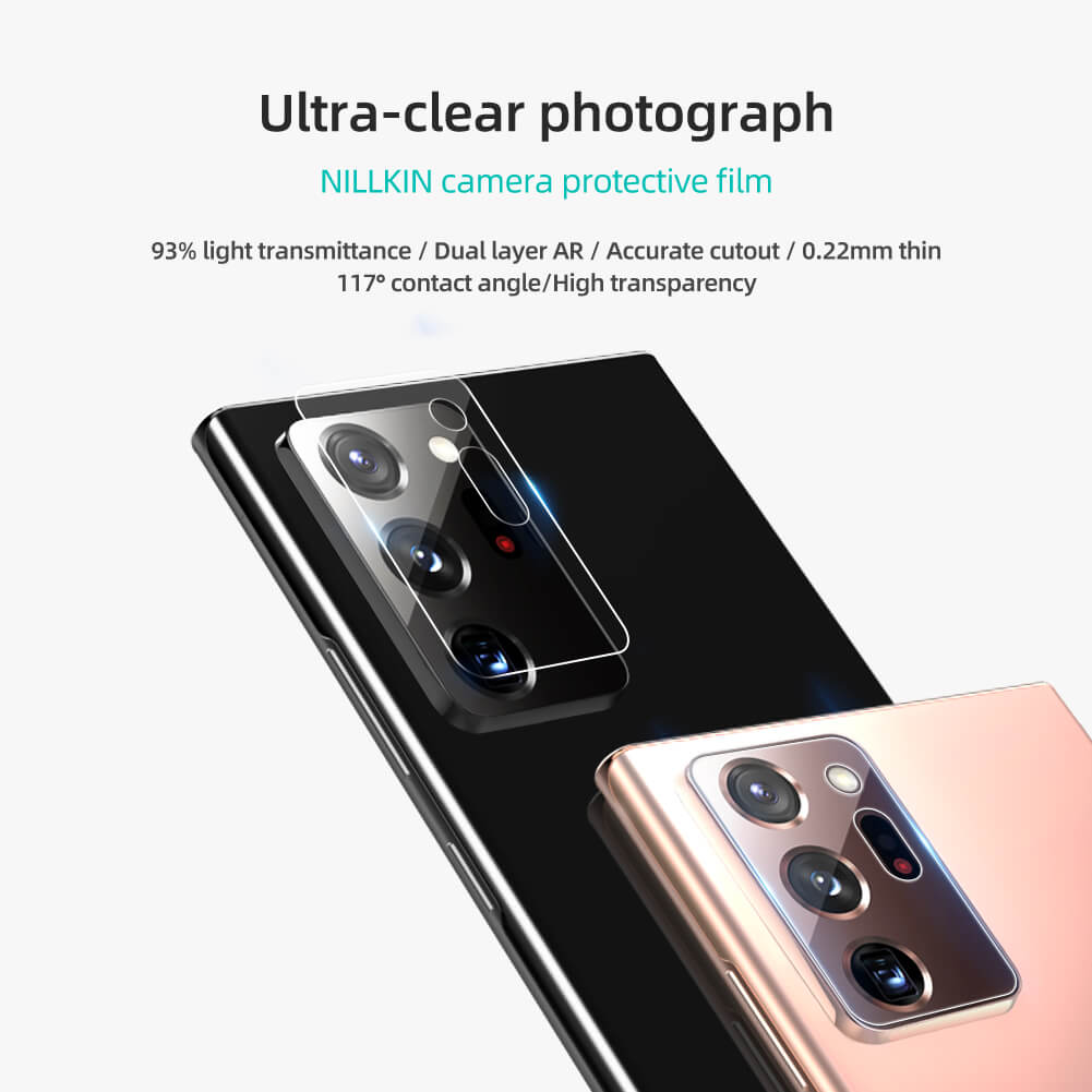 Bộ 2 Miếng dán kính cường lực Camera mỏng 0.22mm cho Samsung Galaxy Note 20 Ultra hiệu Nillkin InvisiFilm (độ cứng 9H, chống trầy, chống chụi &amp; vân tay, bảo vệ toàn diện) - Hàng chính hãng