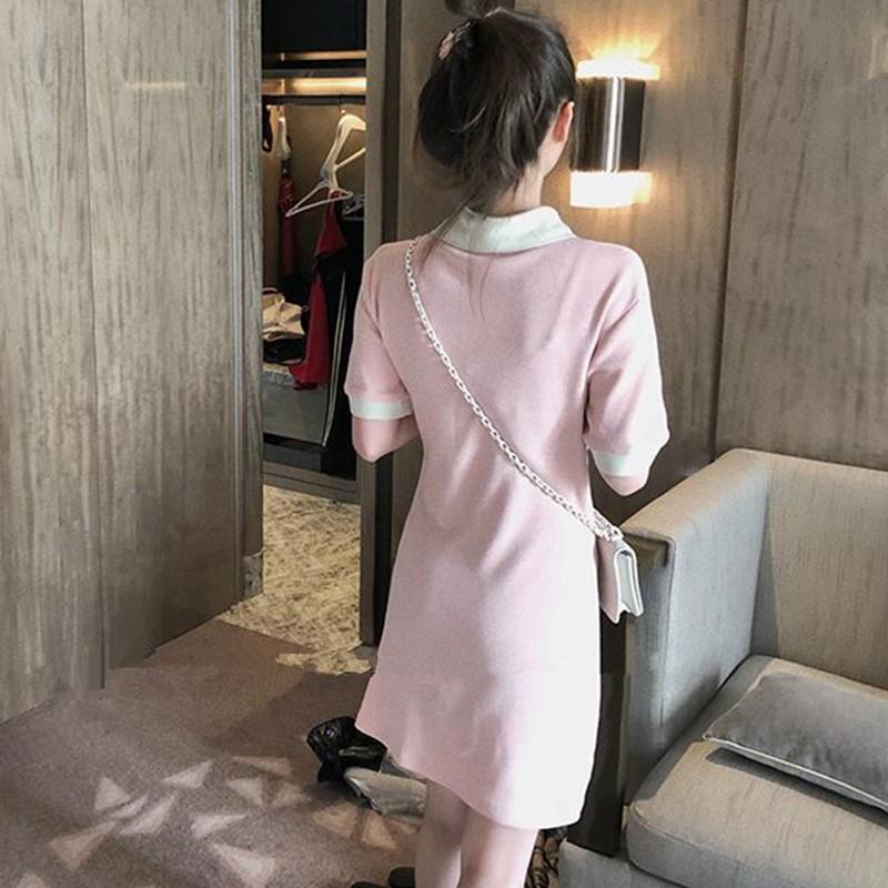 Đầm Tay Ngắn Cổ Bẻ Thiết Kế Thanh Lịch Cho Nữ