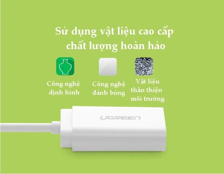 Ugreen UG30143US205TK 15CM màu Trắng Bộ chuyển USB 2.0 sang Loa + MIC chuẩn 3.5mm - HÀNG CHÍNH HÃNG