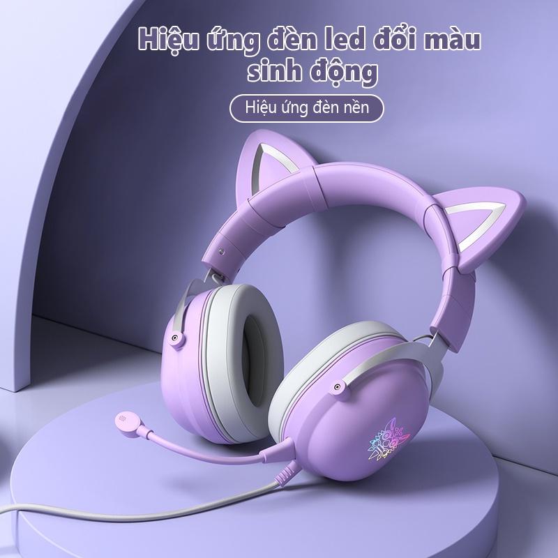 Tai nghe chơi game âm thanh nổi ngoài tai ONIKUMA X11 Tím với Mic và đèn RGB [Hàng chính hãng]