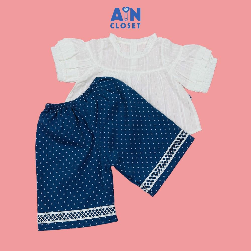 Bộ quần áo Lửng bé gái họa tiết Bi Xanh Tiểu Thư Cotton - AICDBGHKEPDD - AIN Closet