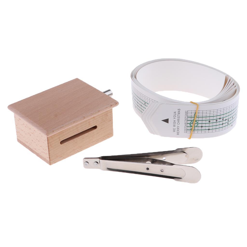 DIY Tune Hand Crank Music Box Movement + Hole Puncher + 7 Paper Tapes