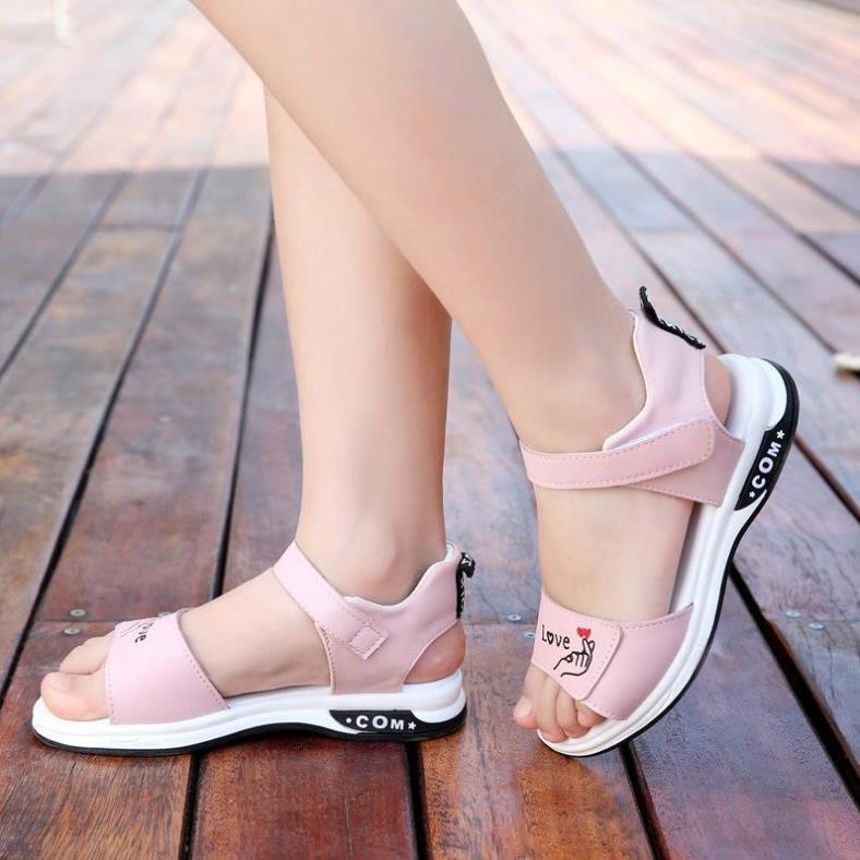 Dép sandal bé gái da mềm, êm chân, phong cách Hàn Quốc AE6, size to 30-37, hàng cao cấp