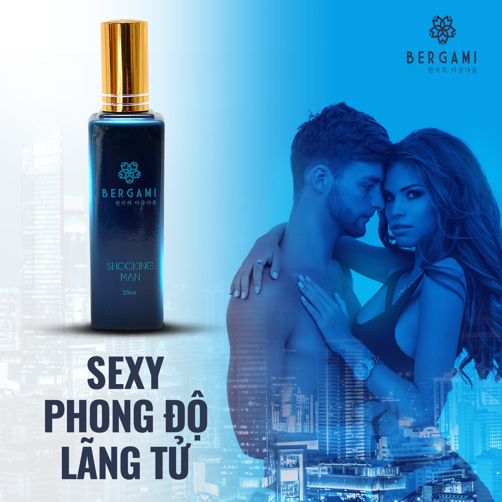 Nước hoa nam Bergami Shocking Man 35ml - Lưu hương cực lâu - Mùi hương lôi cuốn