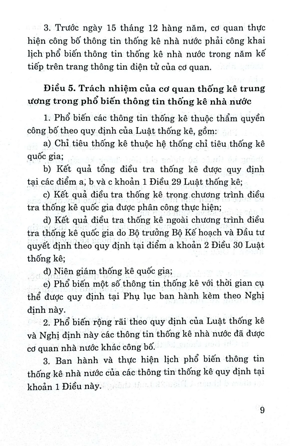 Các nghị định hướng dẫn thi hành Luật thống kê năm 2015