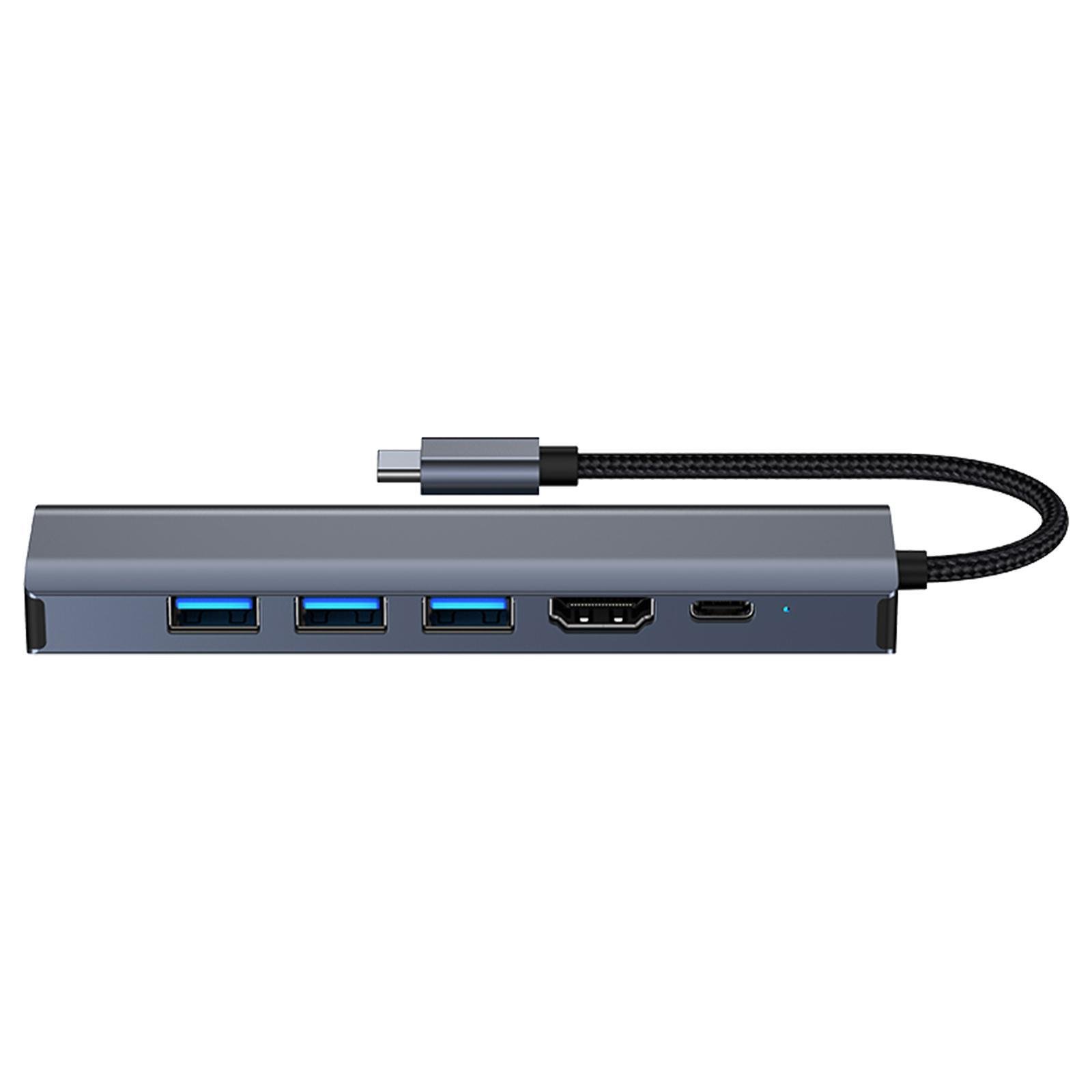 6 in 1 USB C Docking Station, USB C Hub, USB C Adapter with 4K 30Hz 3 USB Port PD RJ45 Ethernet, USB C Adapter Multiport Adapter for PC