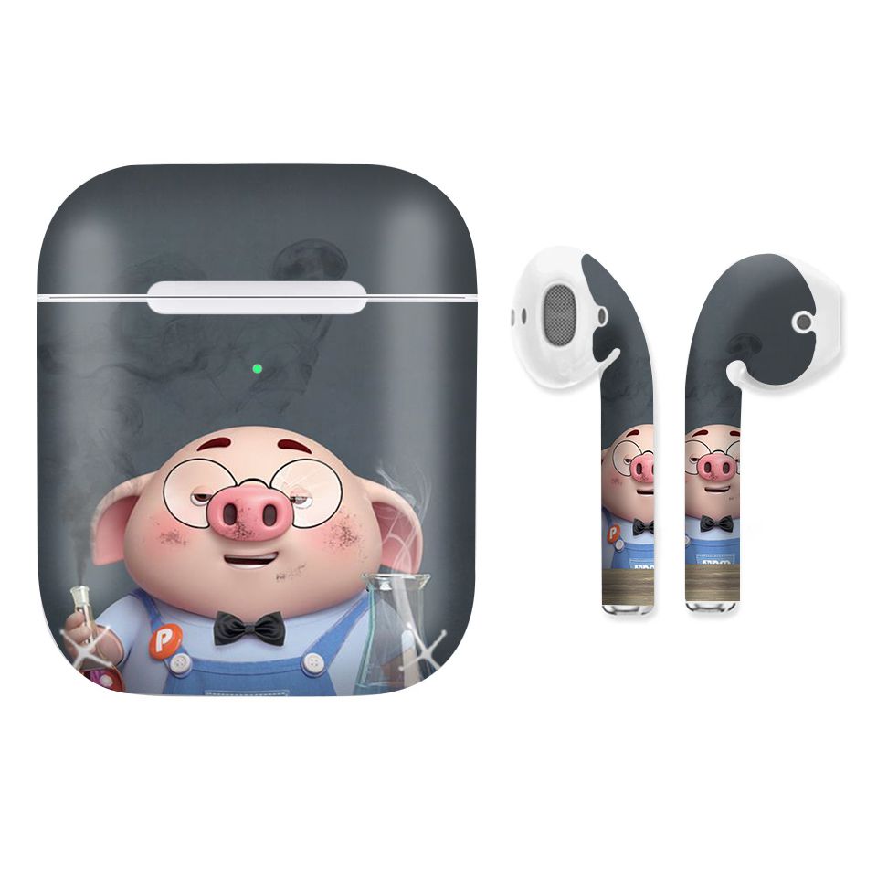 Miếng dán skin chống bẩn cho tai nghe AirPods in hình Heo con dễ thương - HEO2k19 - 099 (bản không dây 1 và 2)